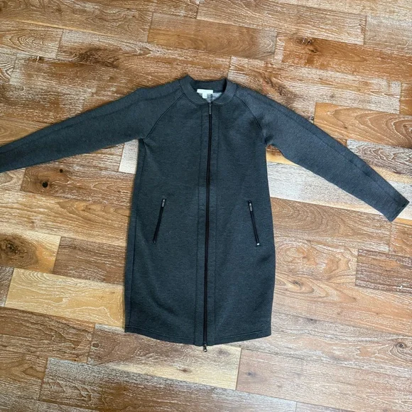 Zella Long Double-Zip Charcoal Gray Sweat Jacket in Women’s Size Small - Picture 1 of 11